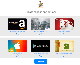 Give survey reward choice