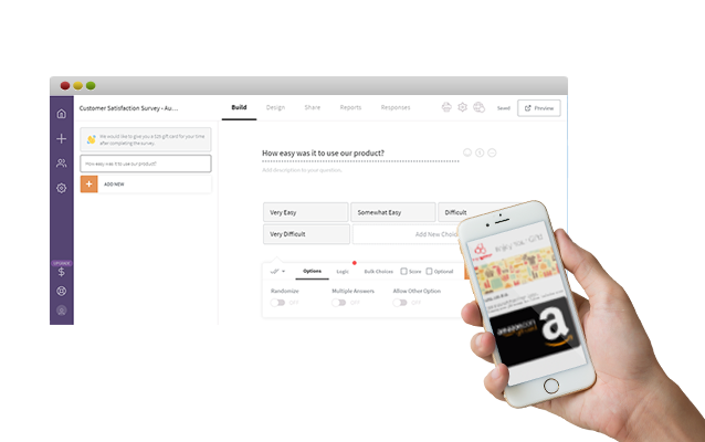 e-gift card survey rewards for SurveyMonkey